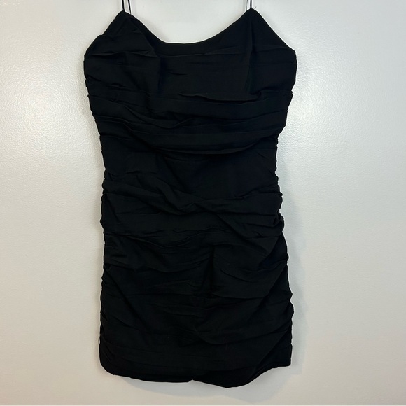 NWT DO+BE Black Ruched Strapless Mini Bodycon Dress Size Large - Picture 1 of 9